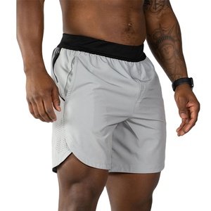 Shorts de sport décontractés pour hommes en toile de haute qualité, nouvelle collection, respirants, avec empiècements en polyester et élasthanne, couleur unie - Product Image 2