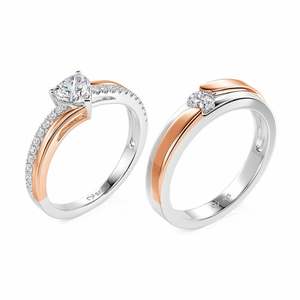 แหวนแต่งงานคู่รักเงินแท้สองสีทรงโค้ง Jeulia Amore - Product Image 2