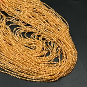 Pierre précieuse véritable à facettes Micro perle calcédoine jaune 3mm brillant coupe lâche brin perles bijoux à bricoler soi-même faisant 15.5 pouces - Product Image 4