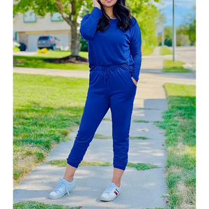 Ocio Jogger Outfits Mujeres Velour Sweatsuits Conjunto de 2 piezas Conjuntos de chándal con bolsillos Sudadera y pantalones de chándal - Product Image 5