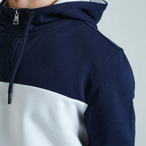 Sudadera con Capucha para Hombre, 100% Algodón, con Cierre de Cremallera de un Cuarto, Paneles en Contraste y Bloques de Color, Logotipo Personalizado, OEM, Estilo Urbano, Venta al Por Mayor - Product Image 2