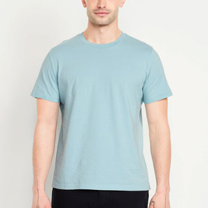 Camiseta informal en blanco ligero lisa de algodón de manga corta para hombre azul cielo Premium - Product Image 1