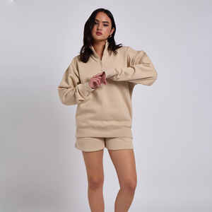 Offre Spéciale femmes couleur unie à capuche ensembles hiver automne mode pull à manches courtes sweat coupe régulière ensemble à séchage rapide - Product Image 6