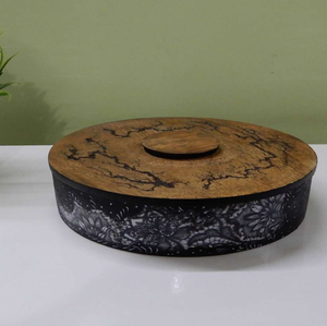 Ustensiles de cuisine élégants de haute qualité Chapati Roti Box en bois et acier avec couvercle détachable et pince Stockage et récipient pour aliments - Product Image 5