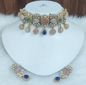 Conjunto de Collar de Latón Polki Inspirado en Sabyasachi, Conjunto de Collar de Gargantilla de Lujo de Primera Calidad - Product Image 1