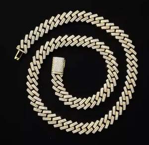 Collar de moissanita VVS1, cadena de tenis, Plata de Ley fina, oro helado, colgante de oro rosa, corte princesa, regalo de Hip Hop para él y ella - Product Image 1