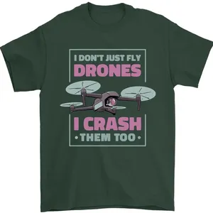 100% coton drôle Drone pilote T-Shirt surdimensionné 250gsm solide motif imprimé T-Shirts pour hommes numéro de modèle je les crash aussi" - Product Image 1