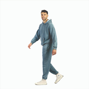 Best Selling Winter Vintage Acid Wash Pullover Hoodie Elastic Waist Sweatpants Kangaroo Pocket Custom Logo Men <b>Tracksuits</b> - Product Image 4