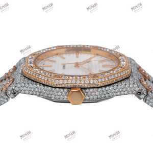 Montre Hip Hop Unisexe Analogique Luxueuse Moissanite Diamant Bicolore avec Design Barre Bâton Accent Or Unique en Acier Inoxydable - Product Image 4
