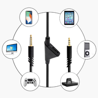 Kabel ekstensi game jack 3.5mm, kabel Audio kontrol Volume untuk Logitech Astro A10 A40 headphone Gaming