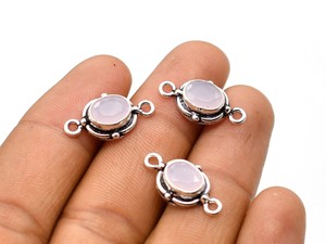 แผ่นเงินโบราณพลอยโรสควอตซ์แบบห่วงคู่เชื่อมต่อ20X10mm เครื่องประดับ NC132การค้นหาเสน่ห์ - Product Image 2