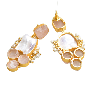 Pendientes de Latón Natural con Perlas Premium, Hechos a Mano, Acabado en Latón Antiguo Semiprecioso, Sin Níquel, Duraderos, Perfectos - Product Image 2