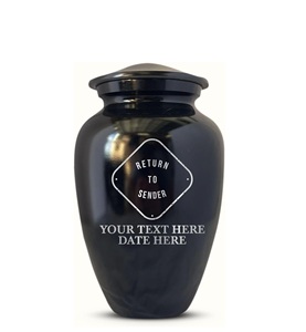 Return to Sender Triangle Human Cremation Urn for Adult Ashes Men Woman Engraved Aluminum Finish Urn with Name Black Custom Size - Product Image 2