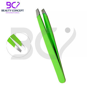 Color verde de acero inoxidable Highland calidad OEM servicio mejor proveedor totalmente personalizado hecho nuevas pinzas para cejas - Product Image 2