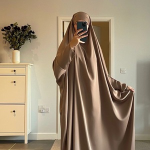 Nouveau modeste Jilbab prières taille libre islamique Thobe robe crêpe grande taille solide motif parole longueur naturel taille poche - Product Image 5