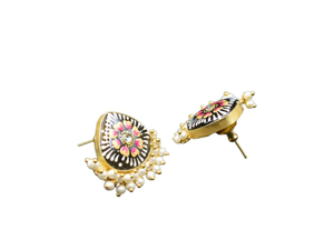 Premium Quality Gold-plated <b>Stone</b> Hand-<b>painting</b> Stud Earring Fashionable Jewelry for Girls and Women at Wholesale Price - Product Image 4