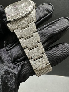 Reloj con Movimiento Automático Completamente Engastado con Diamantes, Esfera de Cristal con Diamantes Árabes de 41 mm, Analógico, Moissanita, Regalo Hip Hop para Él - Product Image 3