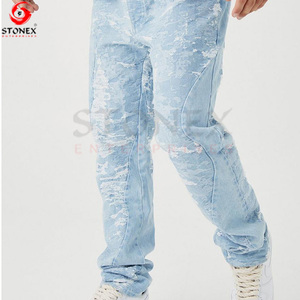 New Denim Suit Men Wholesale Windbreaker Jacket Ripped Retro Jacket a <b>Set</b> of Denim Two Piece Suit Jeans Jacket Pants <b>Set</b> - Product Image 3