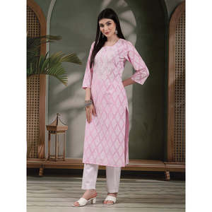Kurta Recta con Cuello de Solapa para Mujer, Estampado Paisley, Algodón Puro, con Detalles de Hilo Tejido, Transpirable, Estilo Chino para Oficina - Product Image 4