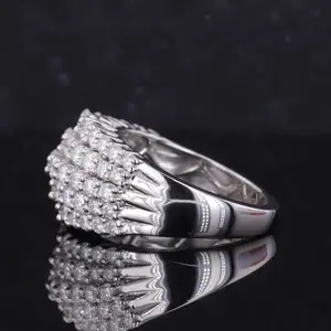 Sólido 925 plata esterlina y acero inoxidable Iced Out Totalmente Moissanite anillo de diamantes estilo HipHop joyería de moda para mujeres - Product Image 1