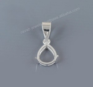 Colgante de ajuste de punta en blanco con forma de pera de Plata de Ley 925 auténtica de alta calidad, venta al por mayor, joyería personalizada semi-montada al por mayor - Product Image 3