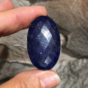 Cabochon de Lapis Lazuli bleu foncé naturel 39.5x24x6mm pierre précieuse en vrac à facettes ovale économique pour bague et pendentif bijoux - Product Image 5