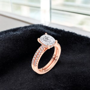 3.55กะรัต E-F/VVS-VS Moissanite(Centre 3.00CT) หมอนอิงและแหวนหมั้นเพชรตัดกลมทำในทองคำ10K,14K,18K - Product Image 3
