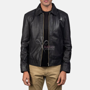 Veste en cuir PU noir unisexe, style classique zippé, style motard, streetwear, vêtements de mode en toile, prix de gros - Product Image 1