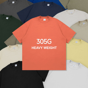 T-shirts vierges épais 300 g/m² 100 % coton jersey pour homme, coupe ample, style streetwear, col rond, manches courtes, couleur unie - Product Image 3