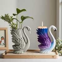 Vase Cygne Moderne en Résine Écologique, Artisanat Sculpté Durable et Élégant pour Décoration Thème Maison Chambre Centre de Table Thanksgiving