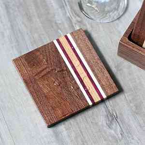 ถาดรองแก้วไม้ไผ่ทำมือดีไซน์ตามสั่งทำจากไม้วอลนัทดีไซน์ตามสั่ง - Product Image 4