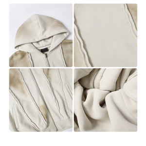 Nuevo diseño Spray Dirty Wash Sun Fade Pullover Hoodies Alta calidad personalizado desgastado bordado Regular Fit 100% algodón - Product Image 5