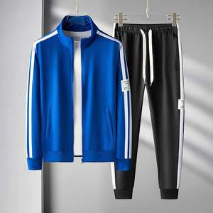 Athleisure-Ropa de gimnasio personalizable para hombre, conjunto deportivo de moda para correr, chaqueta de cuello alto con cremallera y Jogger recto para hombre - Product Image 1