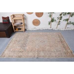 Tapis en Laine Vintage Classique Beige Bleu 49x7 pi Style Boho Peluche Pile Hauteur Rectangulaire Motif pour Chevet Hôtel Polyester Latex - Product Image 1
