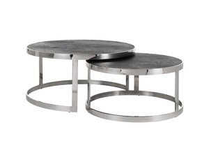 Table gigogne au design antique industriel et vintage, tabouret/pouf réglable en fer et bois de manguier pour salon, usage domestique - Product Image 2