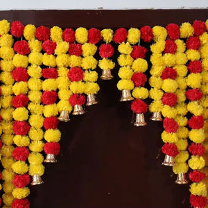 Toran ม่านแขวนติดผนังประตูม่านแขวนดอกไม้ดาวเรืองเทียมแบบผูกเชือกดอกไม้แบบผูกพวงมาลัยดอกไม้สำหรับงานปาร์ตี้ไอเดียตกแต่งงานแต่งงาน - Product Image 3