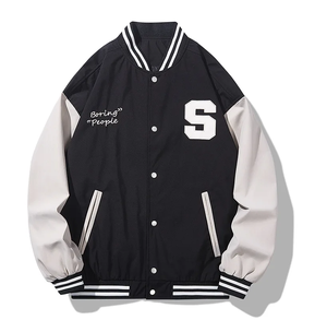 Chaquetas universitarias de talla grande para hombre con logotipo personalizado, ropa de invierno para hombre con letras lisas en blanco al por mayor - Product Image 2