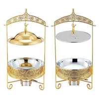Plats de buffet dorés, chauffe-plats ronds pour hôtel, ensemble suspendu, plat de service doré et argenté pour banquet