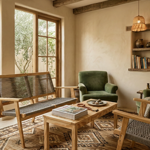 Modern Durable Woven Cord Furniture Set with American Pine Plywood Frame <b>Foldable</b> for <b>Outdoor</b> Use Hotel Farmhouse Applications - Product Image 4