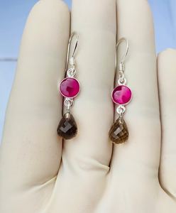 Pendientes de Plata de Ley 925 con Cuarzo Ahumado, Piedra Preciosa de Cuarzo Natural, Joyería Hecha a Mano, Regalo para Ella, Elegantes Pendientes Colgantes - Product Image 4
