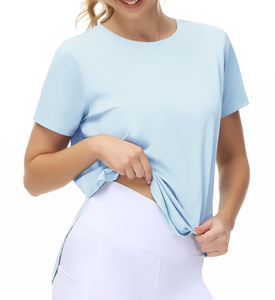 Vêtements d'entraînement de la meilleure qualité T-shirts à manches courtes pour femmes Top Gym Fitness Slim Fit T-shirts pour dames Unisexe Slim fit - Product Image 4