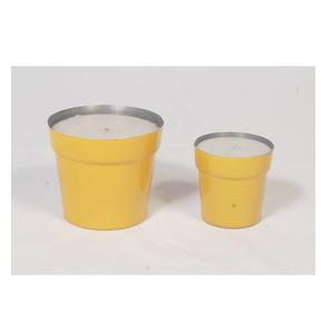 Contenedor de vela de metal con cera de latón de forma redonda con recubrimiento en polvo de color amarillo para uso doméstico y de oficina al por mayor - Product Image 1