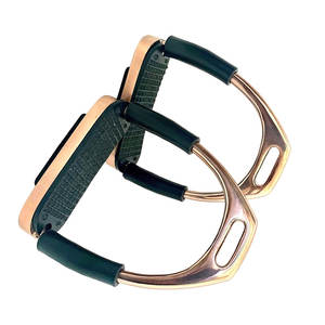 Estribos DE SEGURIDAD Flexi de oro rosa de brillo extremo, pantalones de primera calidad, estribos flexibles de acero para montar a caballo, antideslizante, agarre fuerte - Product Image 5