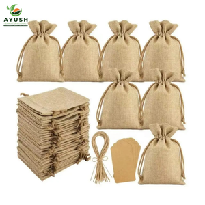 Bolsa de malla con cordón hecha de 100% yute y algodón natural, bolsas personalizadas para tiendas, mercados y centros comerciales - Product Image 2