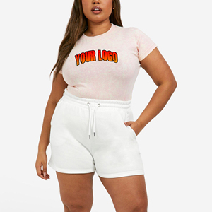 เซ็ตเสื้อยืดและกางเกงขาสั้นทรงเข้ารูปทำจากผ้าฝ้าย100% สำหรับผู้หญิงสินค้าออกใหม่ - Product Image 1