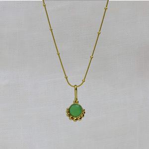 Maravillosa belleza corte redondo verde crisoprasa piedra preciosa hecha a mano 925 joyería de ley al por mayor collar con colgante de moda - Product Image 1