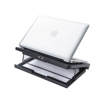 Support pour ordinateur portable en plastique pliable N99F1 avec ventilateur de refroidissement 14 cm pour ordinateur portable, réglage de la hauteur pour un meilleur refroidissement par air