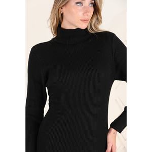 Abito nero a collo alto a coste taglia 36 Slim-Fit adatto alla maglieria di 125cm di lunghezza - Product Image 3