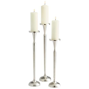 Ensemble de 3 bougeoirs élégants en aluminium, finition martelée argentée, décoration d'intérieur, bougeoirs pour décoration de table - Product Image 3