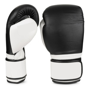 2024 gros oem gants de boxe en cuir PU Logo personnalisé et fermeture de sangle de couleur noir et blanc couleur équipement de boxe - Product Image 1